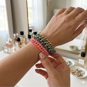 Victoria's Secret Gold Multi Strand Braided Fabric Chain Bracelet Angel Wings